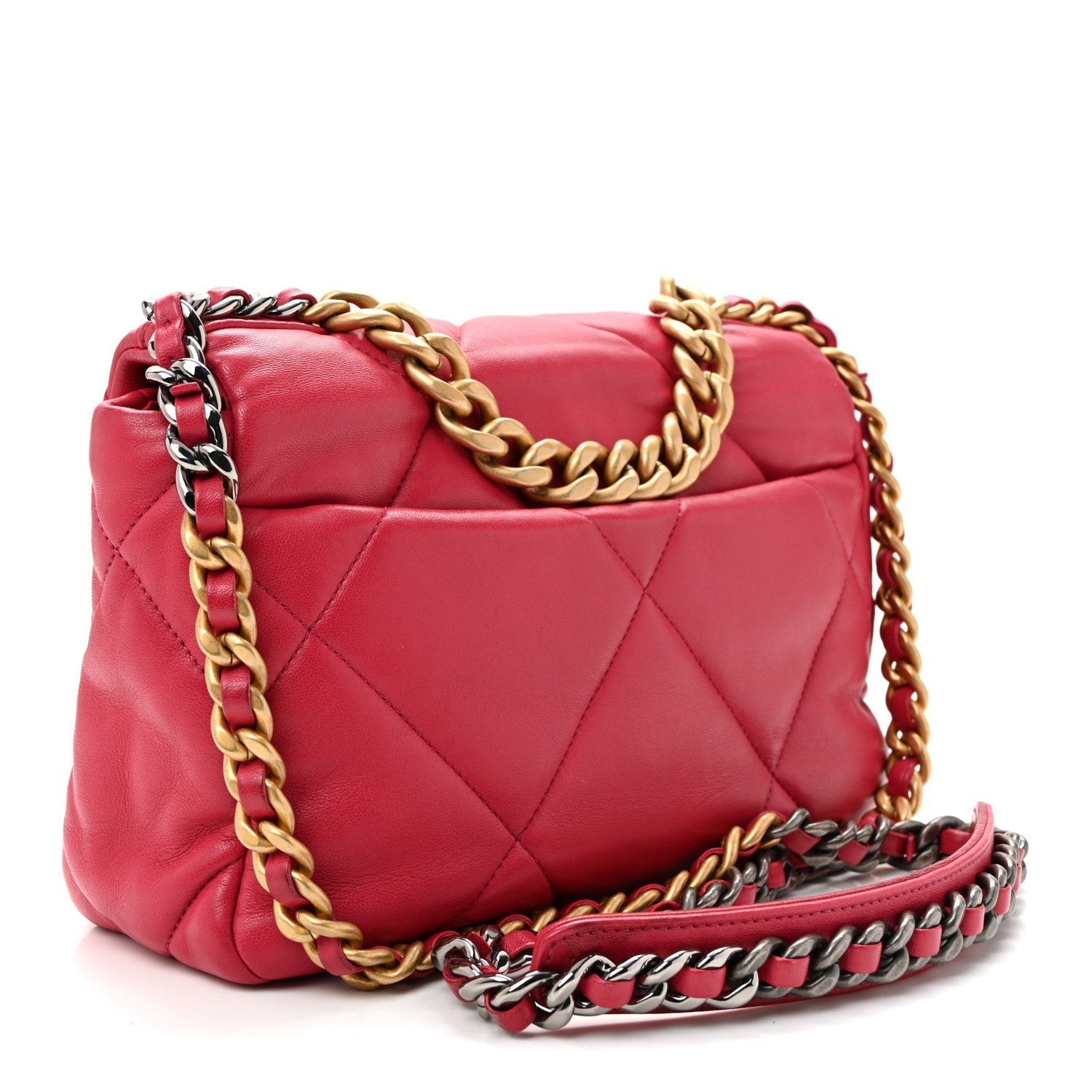 Lambskin Quilted Medium Chanel 19 Flap Dark Pink