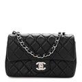 Lambskin Quilted Mini Rectangular Flap Black