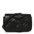 Calfskin Matelasse Monochrome Mini GG Marmont Shoulder Bag Black