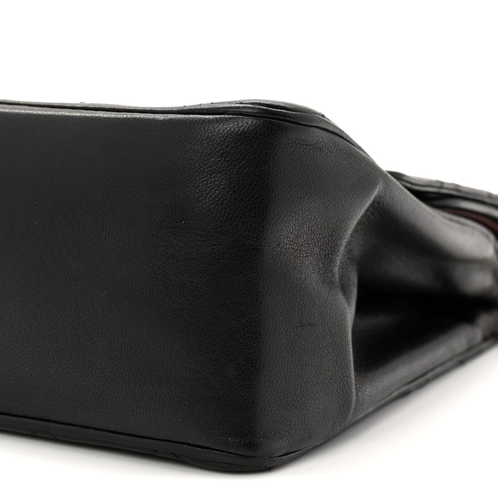 Lambskin Quilted Medium Double Flap Bijoux Chain Black