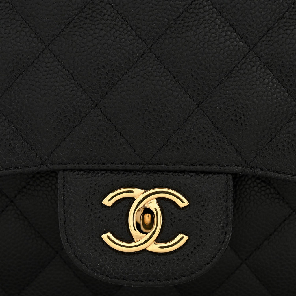 Caviar Quilted Jumbo Double Flap Black
