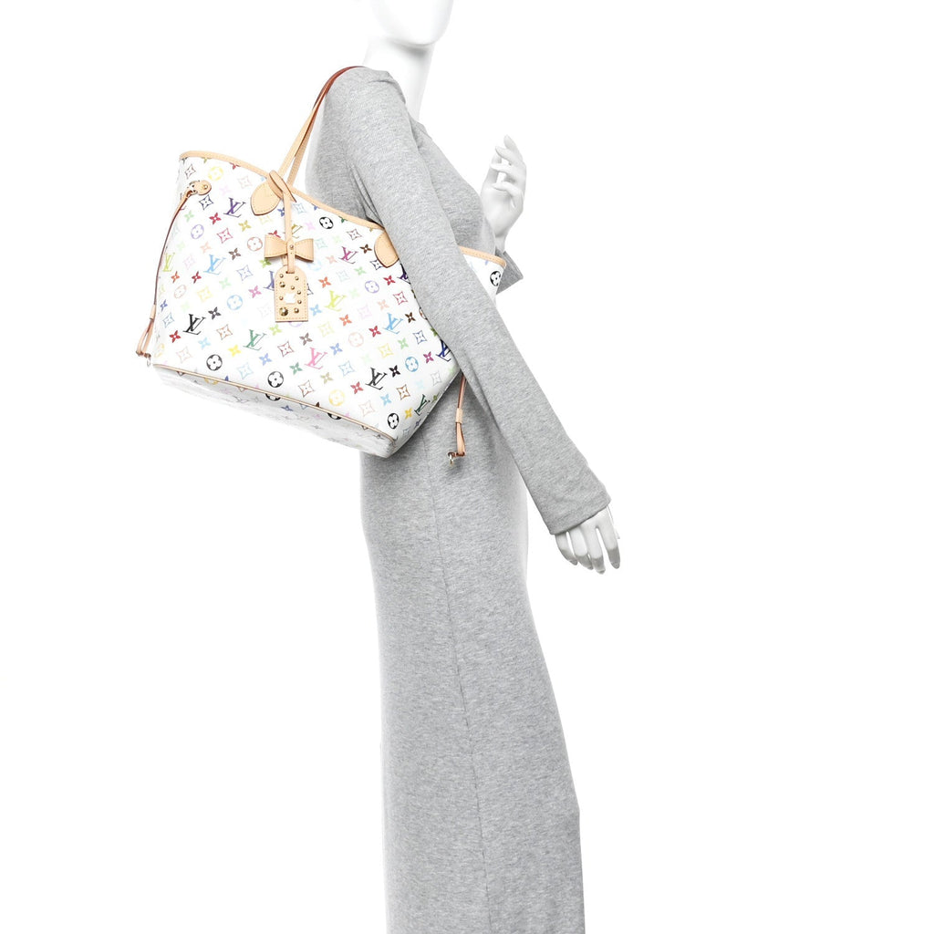 LV X TM Monogram Multicolor Neverfull MM White