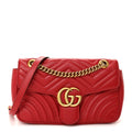 Calfskin Matelasse Small GG Marmont Shoulder Bag Hibiscus Red