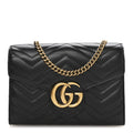 Calfskin Matelasse GG Marmont Chain Wallet Black