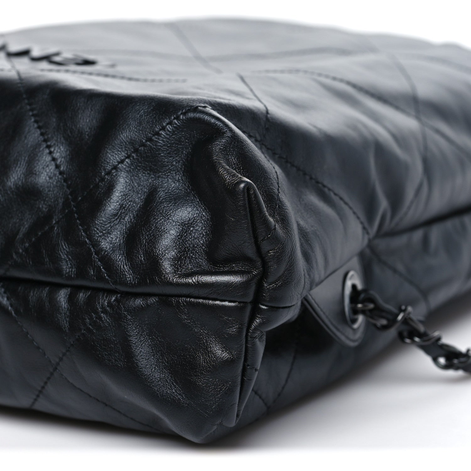 Shiny Calfskin Quilted Chanel 22 Backpack So Black