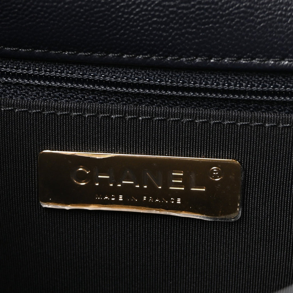 Goatskin Quilted Large Chanel 19 Flap Navy Blue