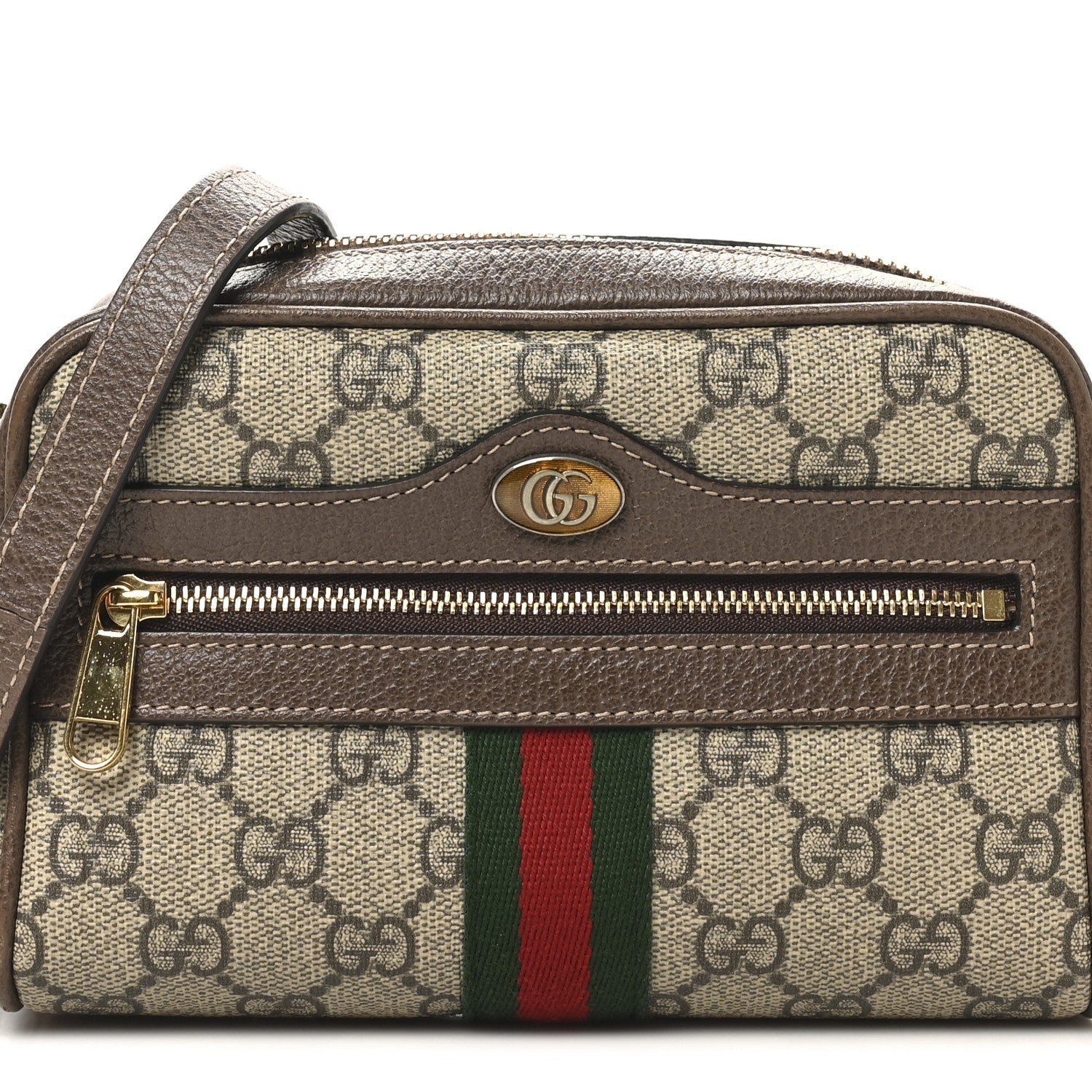 GG Supreme Monogram Web Mini Ophidia Shoulder Bag Brown