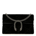 Velvet Skipper Crystal GG Monogram Super Mini Dionysus Shoulder Bag Black