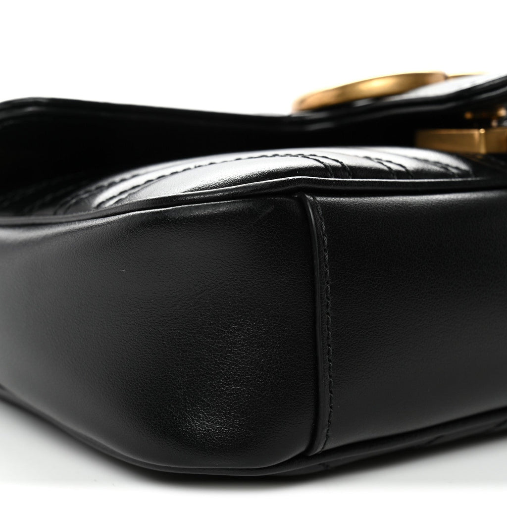 Calfskin Matelasse Mini GG Marmont Shoulder Bag Black