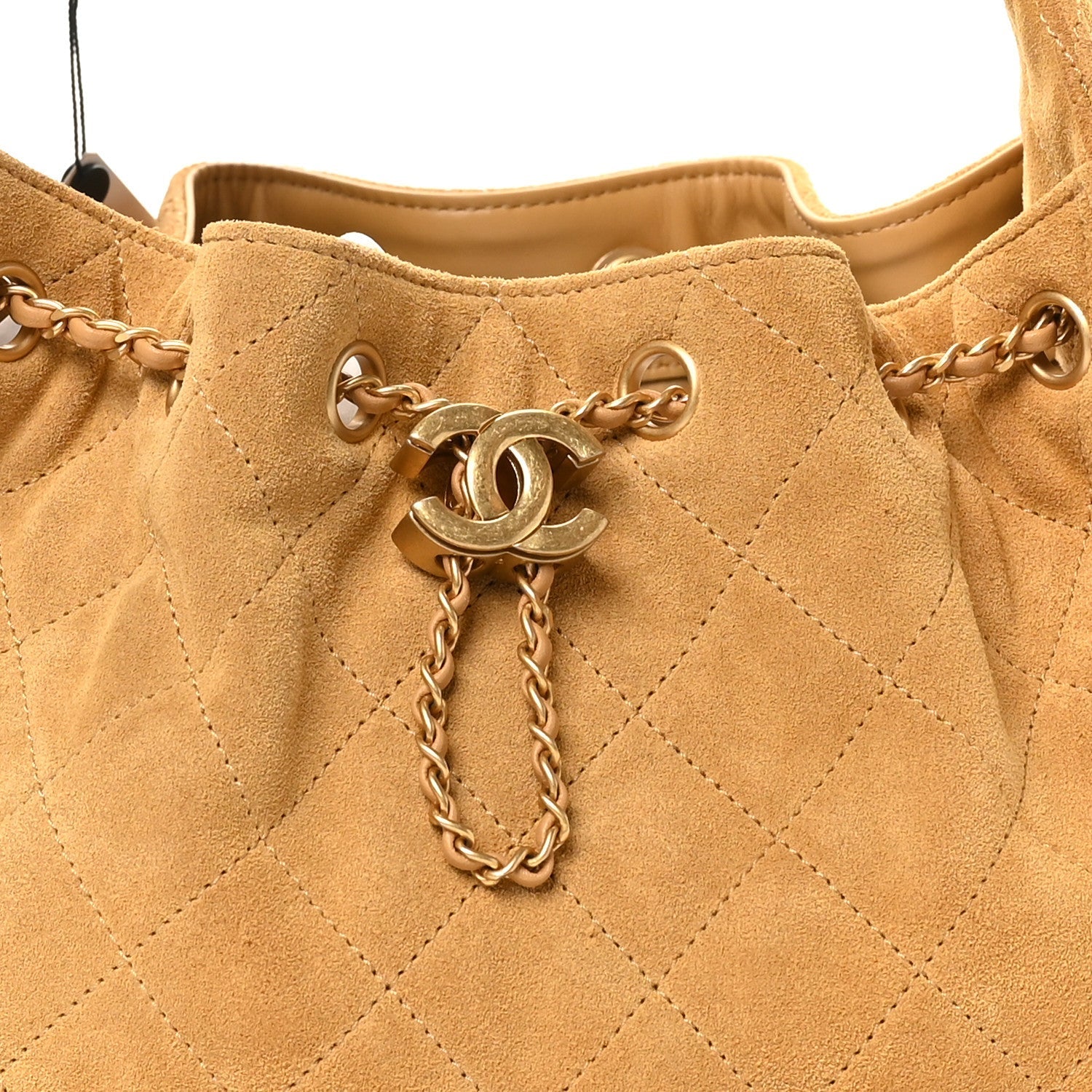 Suede Quilted Small Chanel 25 Handbag Beige