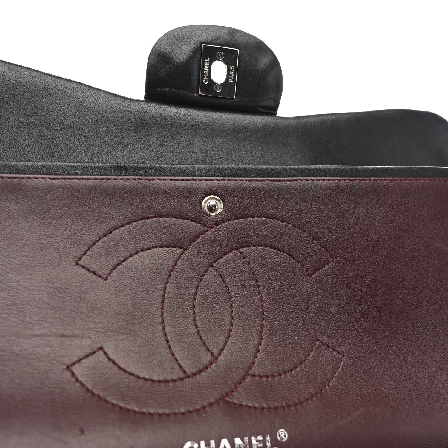 Lambskin Quilted Jumbo Double Flap Black