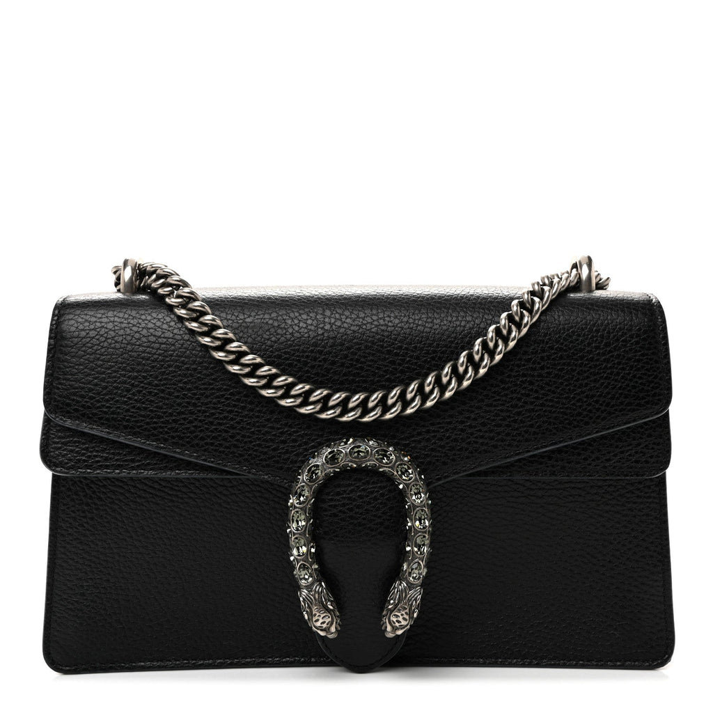 Pebbled Calfskin Small Dionysus Shoulder Bag Black