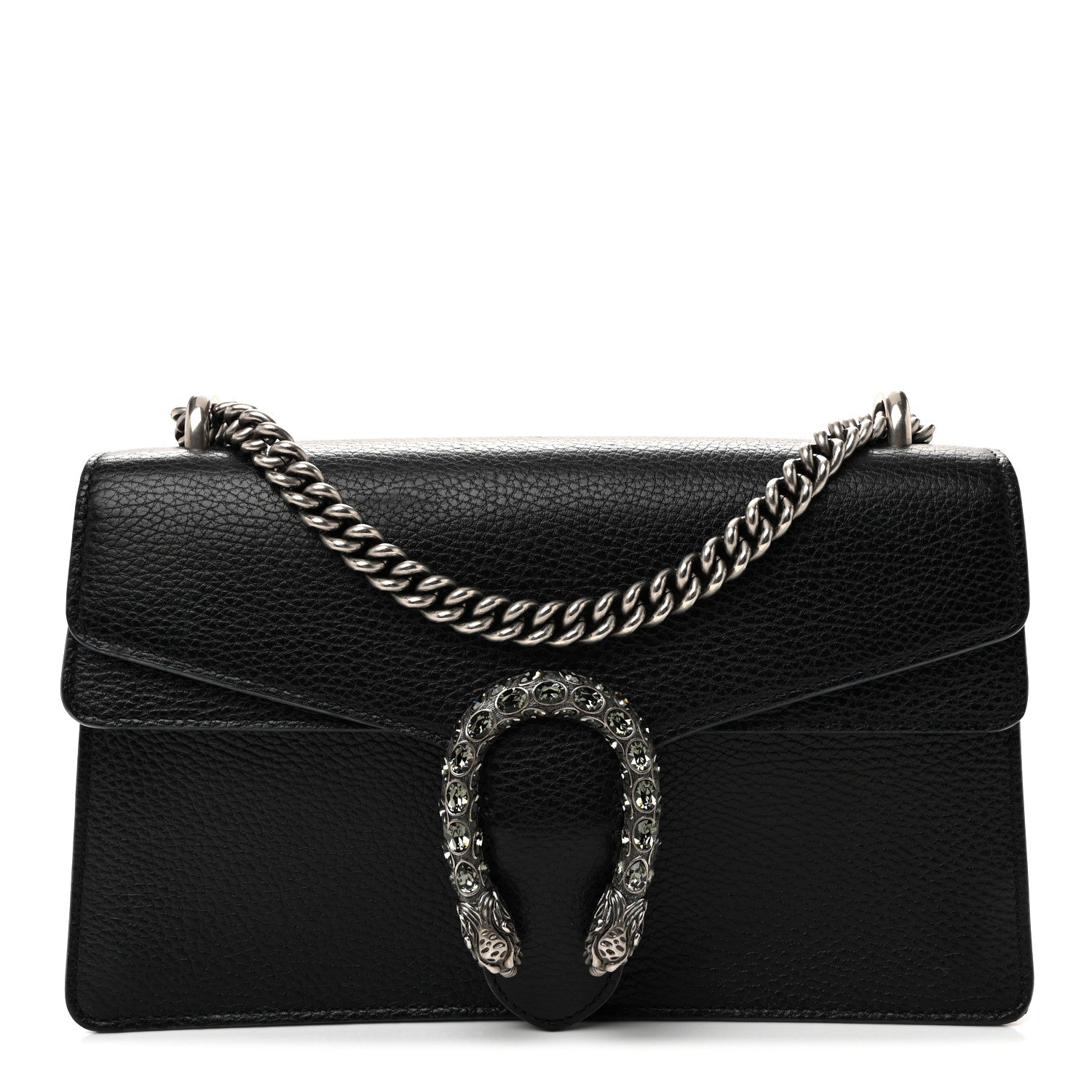 Pebbled Calfskin Small Dionysus Shoulder Bag Black