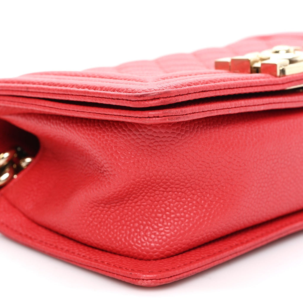 Caviar Quilted Small Boy Flap Red