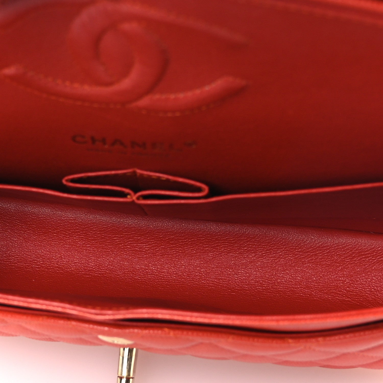 Caviar Quilted Medium Double Flap Light Red