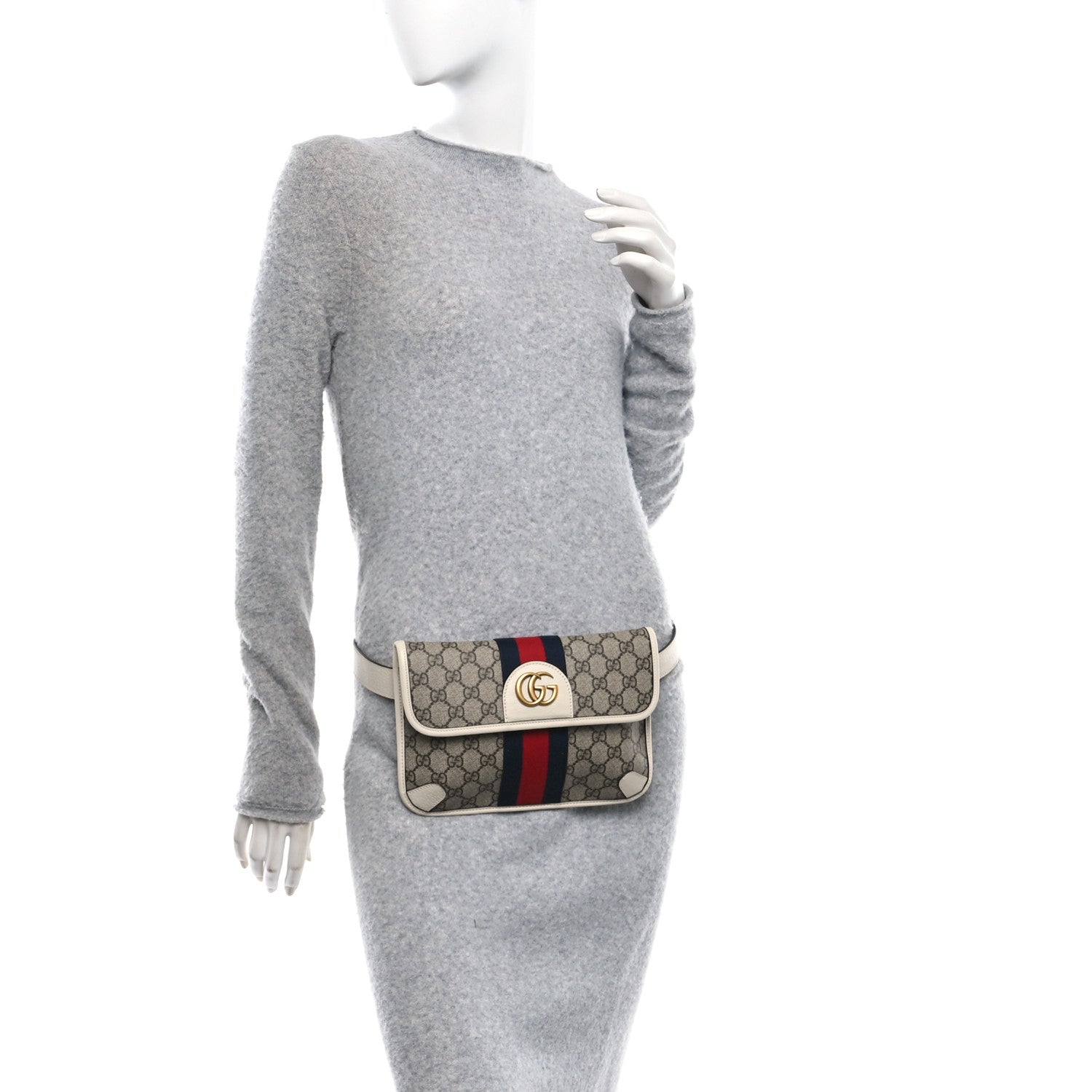 GG Supreme Monogram Web Small Ophidia Belt Bag 90 36 Beige Ebony White
