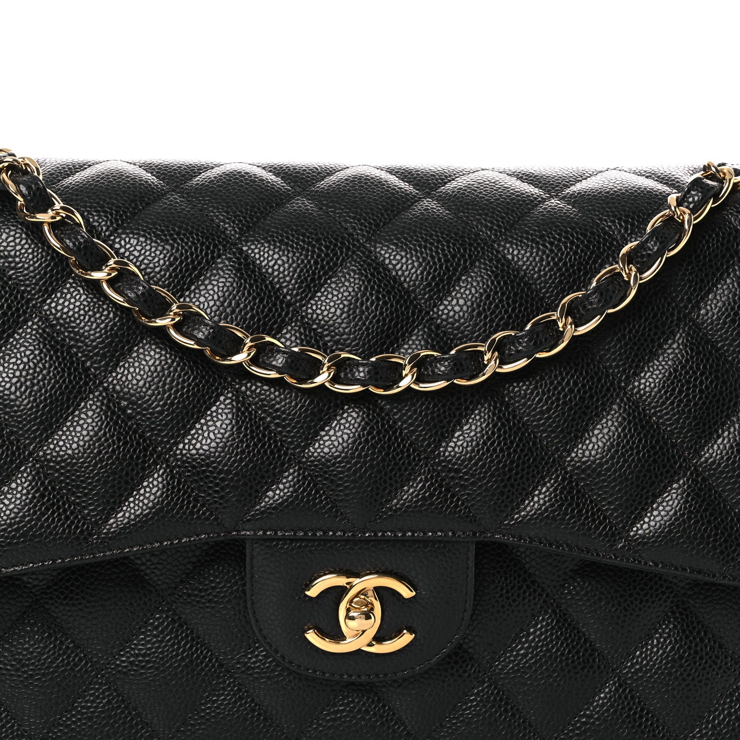 Caviar Quilted Jumbo Double Flap Black