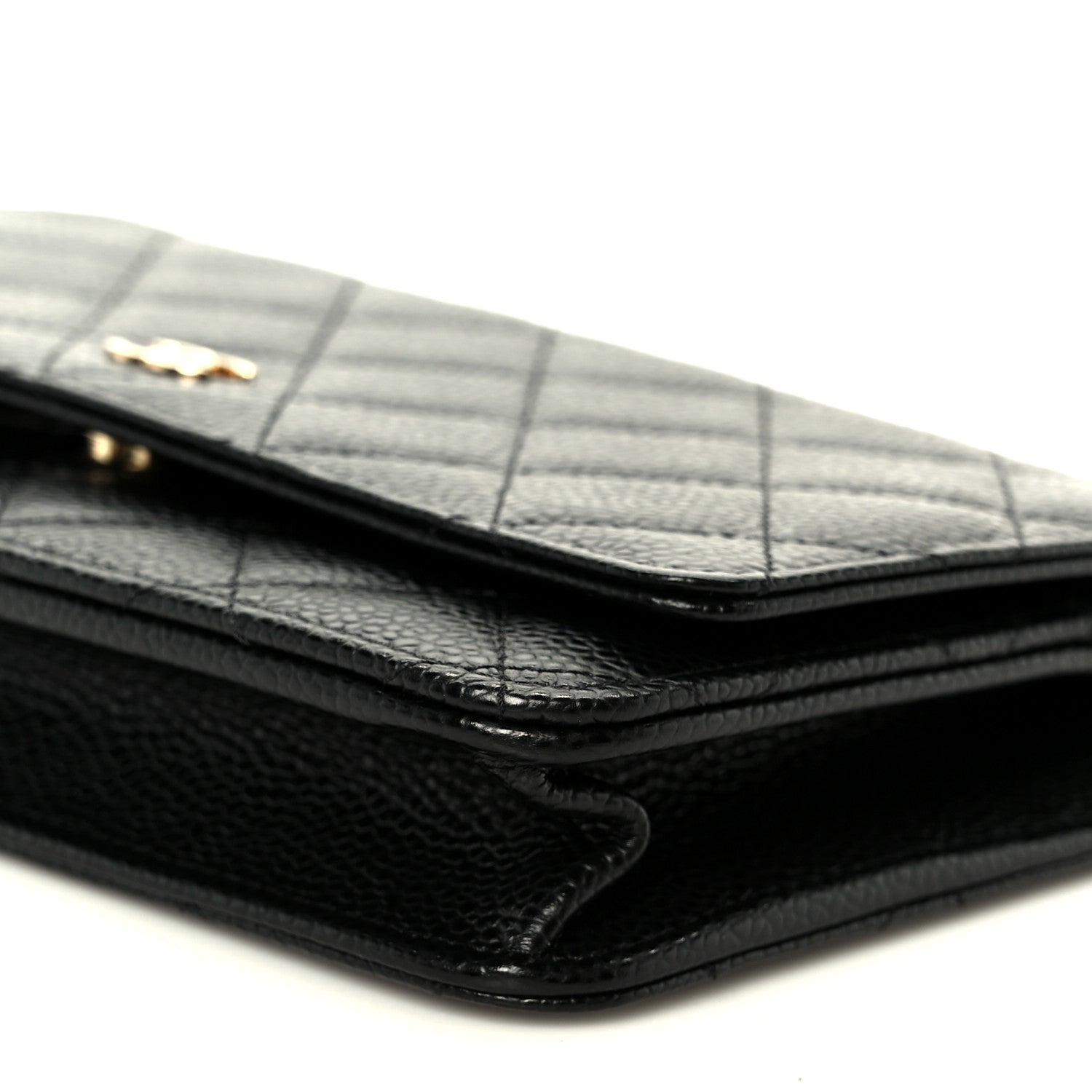 Caviar Quilted Wallet on Chain WOC Black
