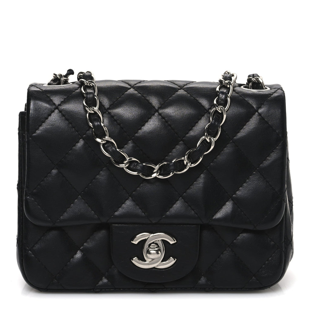 Lambskin Quilted Mini Square Flap Black