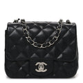 Lambskin Quilted Mini Square Flap Black