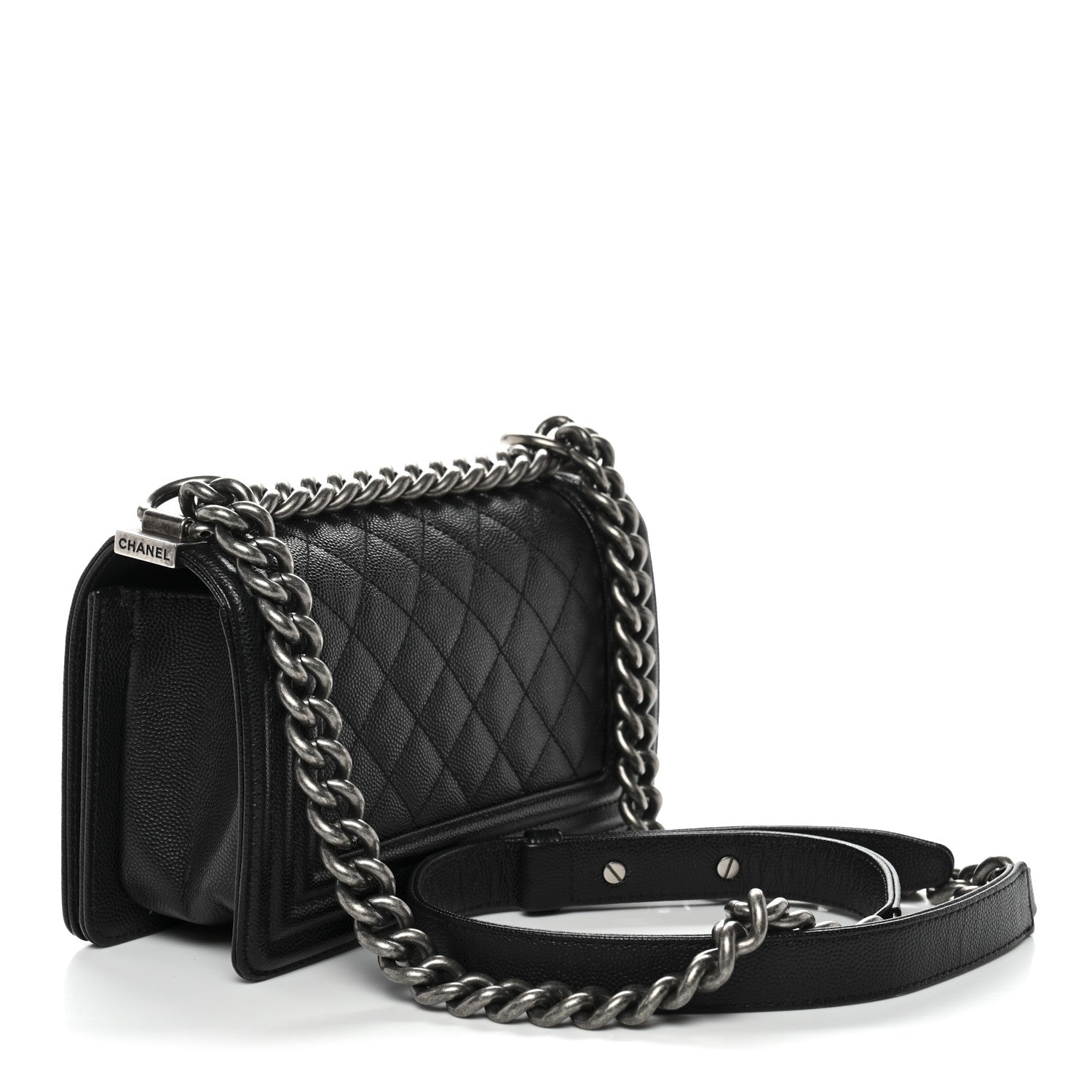 Caviar Quilted Small Boy Flap Black