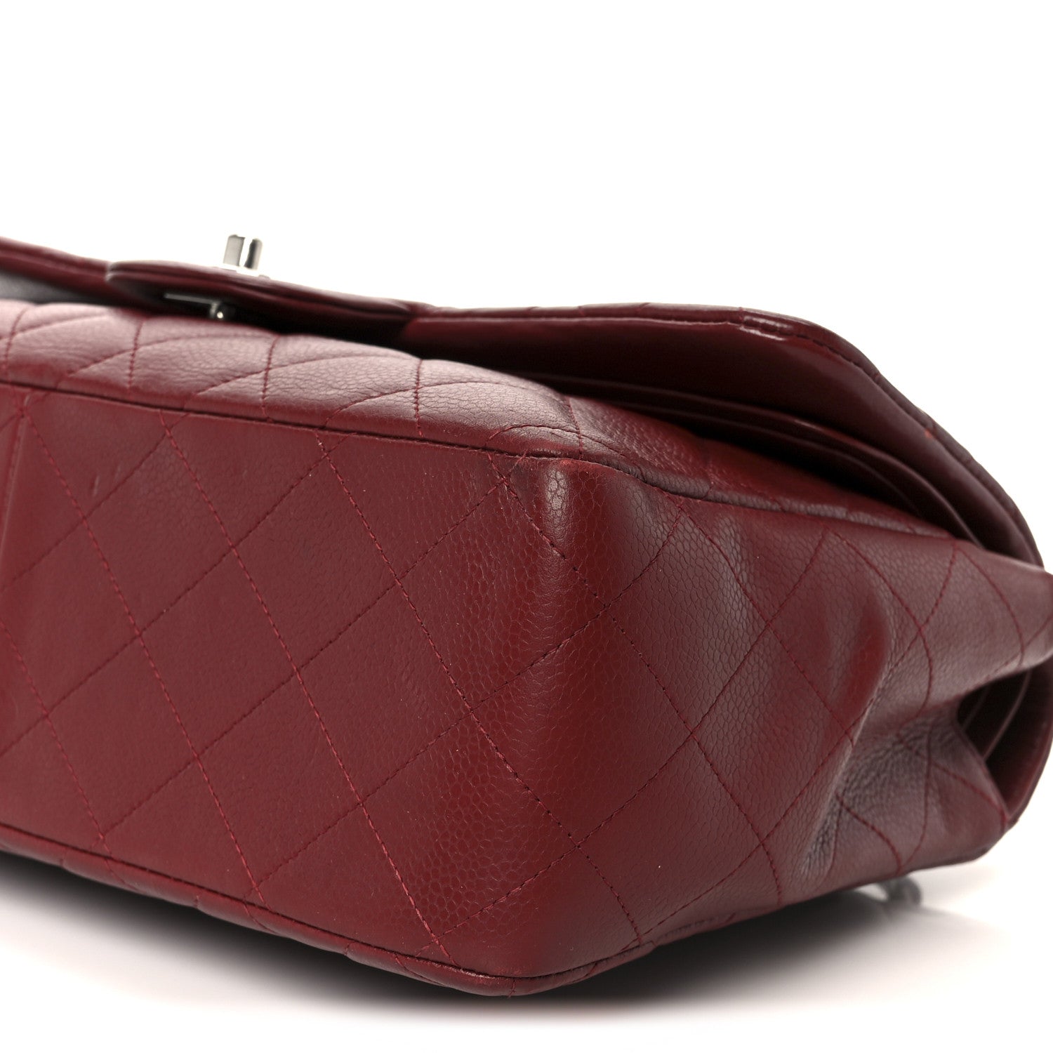 Caviar Quilted Jumbo Double Flap Dark Red