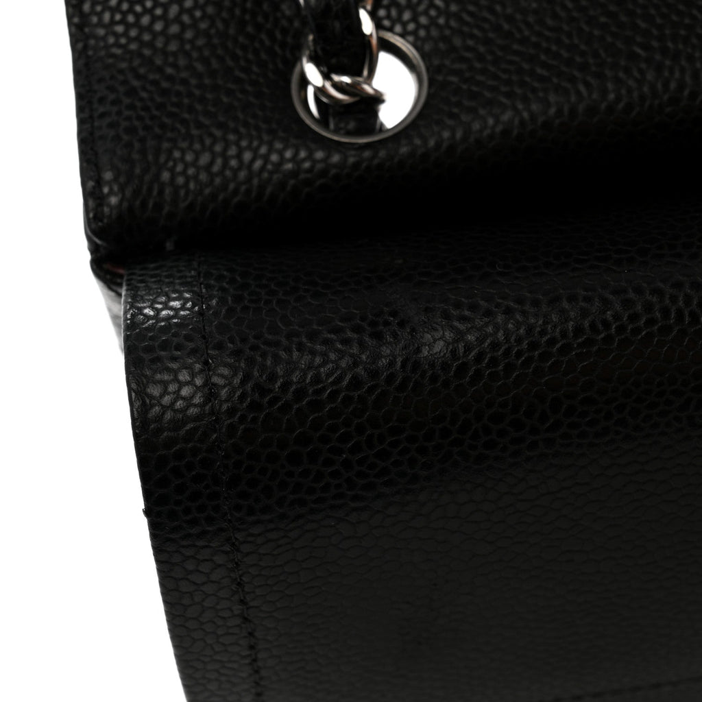 Caviar Quilted Medium Double Flap Black