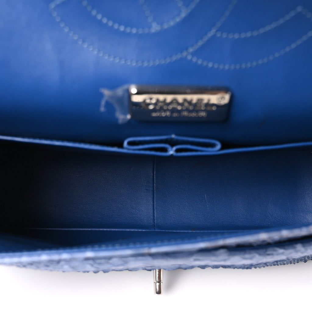 Snakeskin Jumbo Double Flap Light Blue