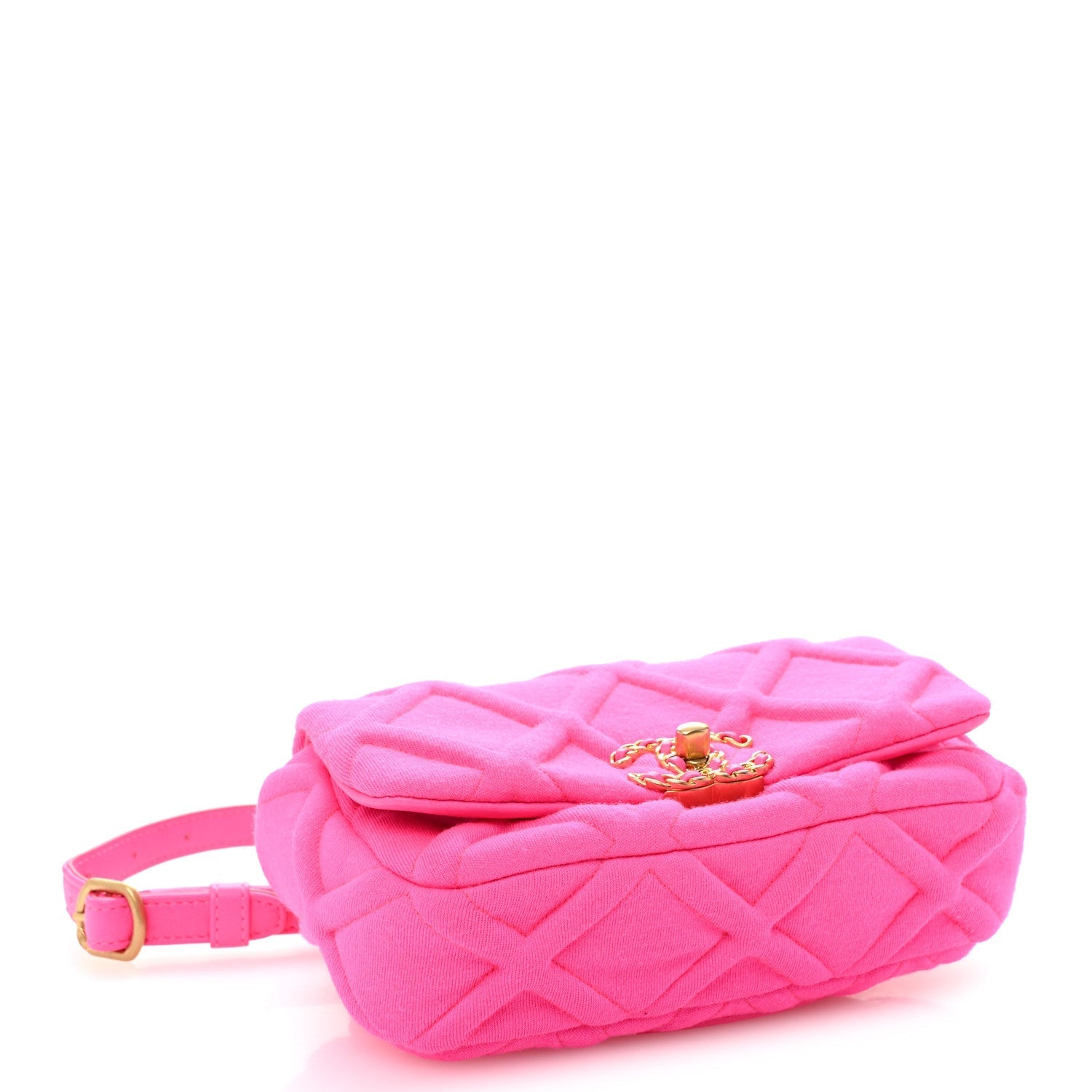 Jersey Quilted Chanel 19 Waist Bag Pink