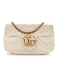 Calfskin Matelasse Super Mini GG Marmont Shoulder Bag White