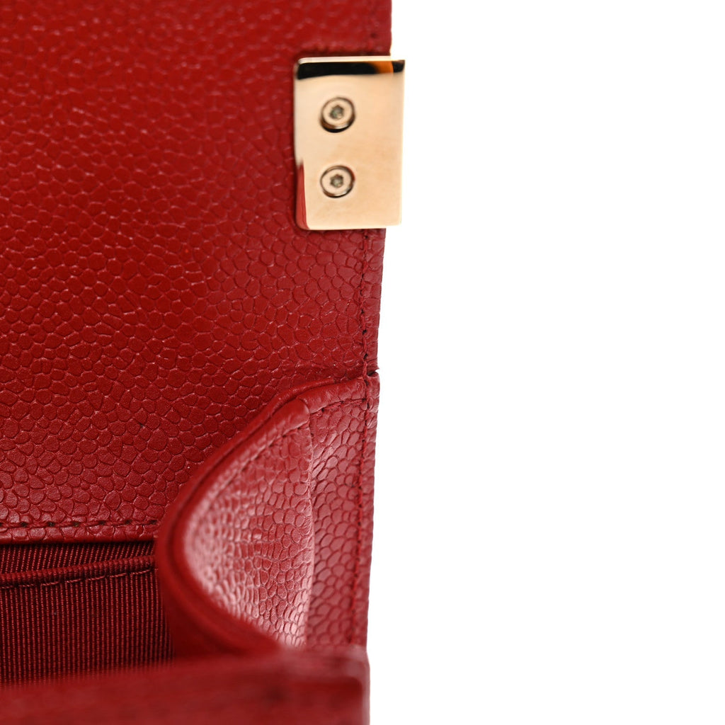 Caviar Quilted Small Boy Flap Red