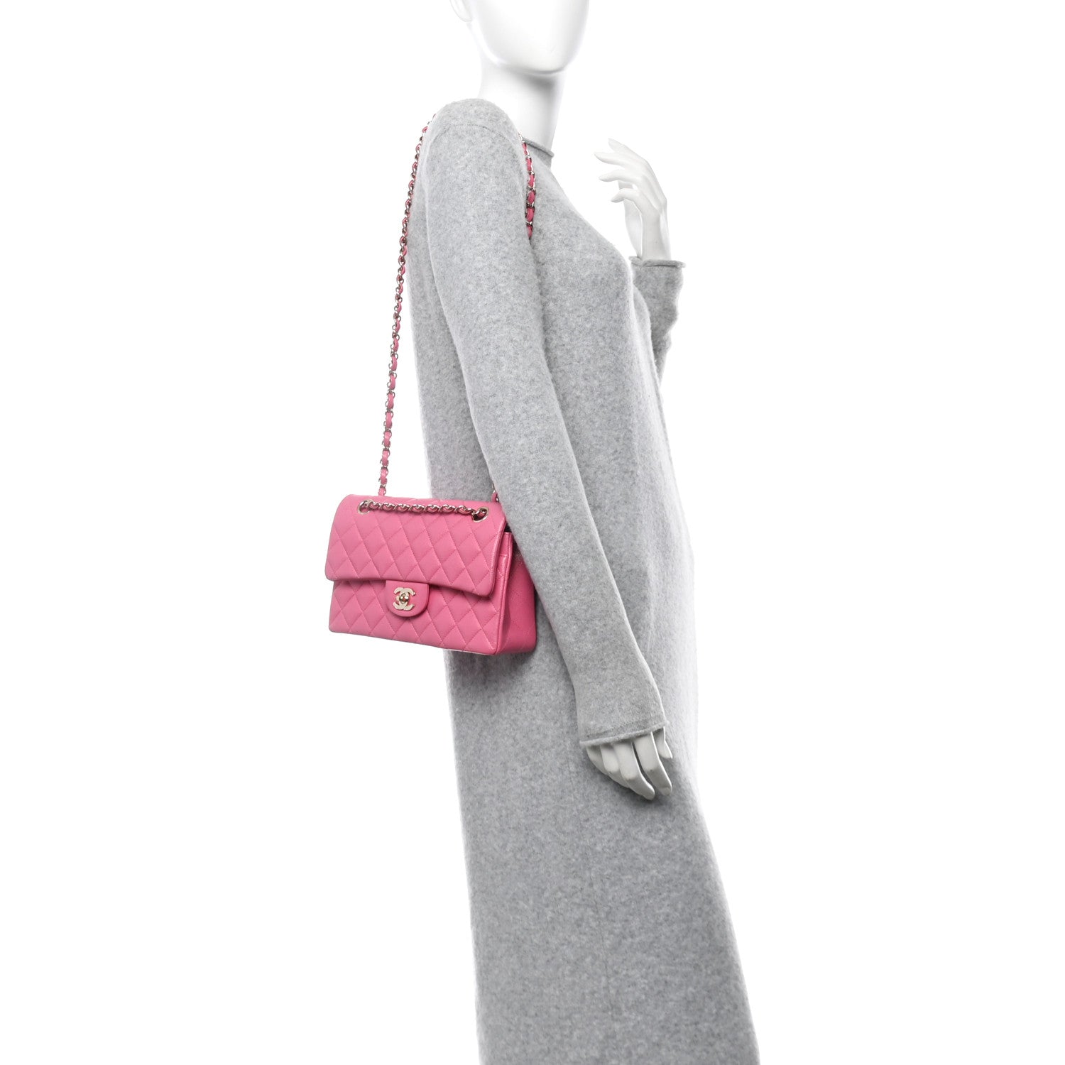 Caviar Quilted Small Double Flap Pink