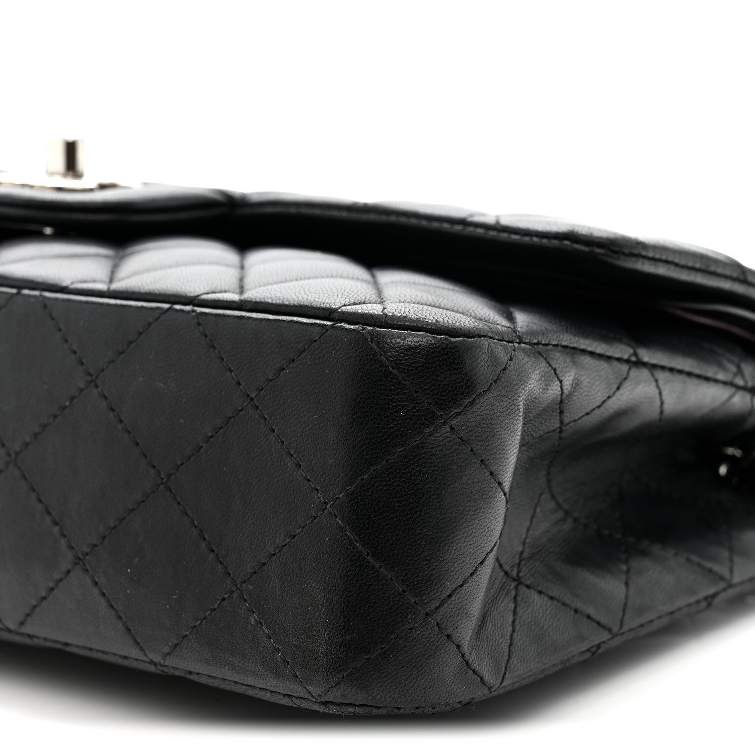 Lambskin Quilted Medium Double Flap Black