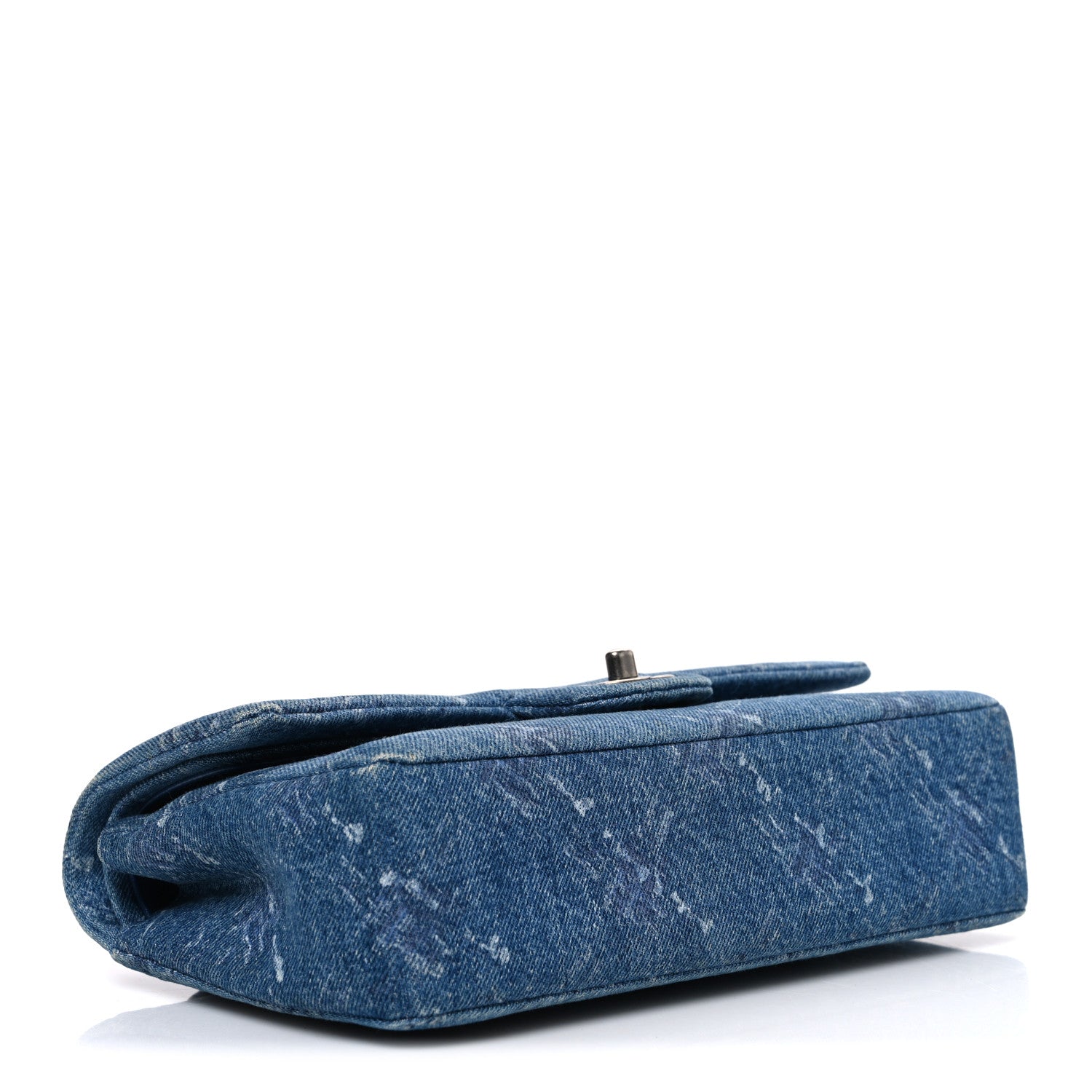Denim Bleached Chain Medium Double Flap Blue