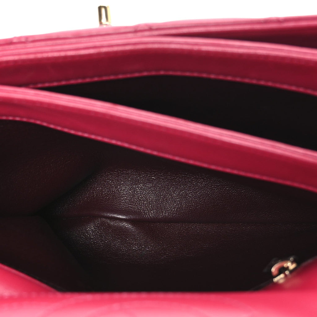 Lambskin Quilted Small Trendy CC Flap Dual Handle Bag Dark Pink