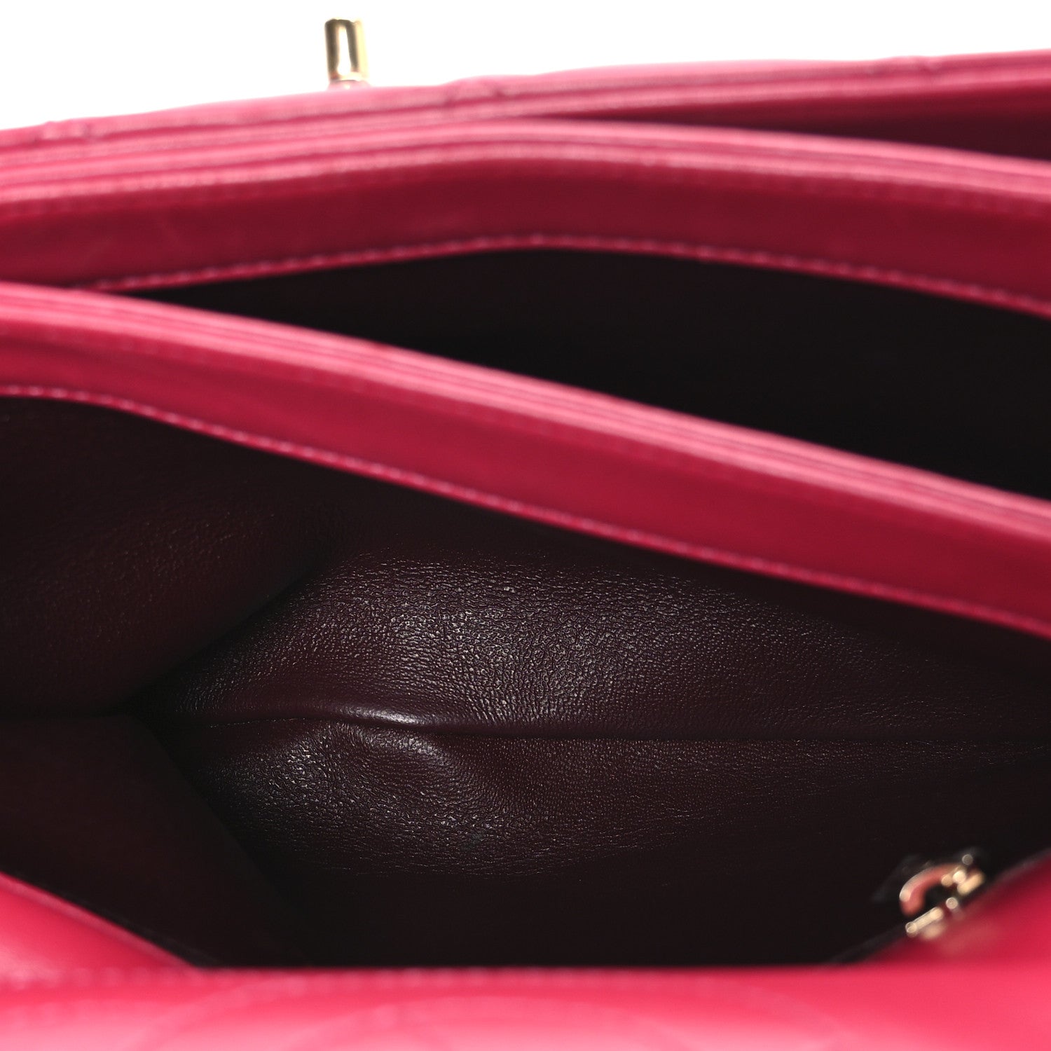 Lambskin Quilted Small Trendy CC Flap Dual Handle Bag Dark Pink