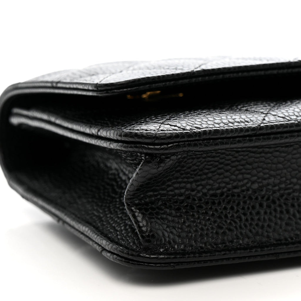 Caviar Quilted Wallet on Chain WOC Black