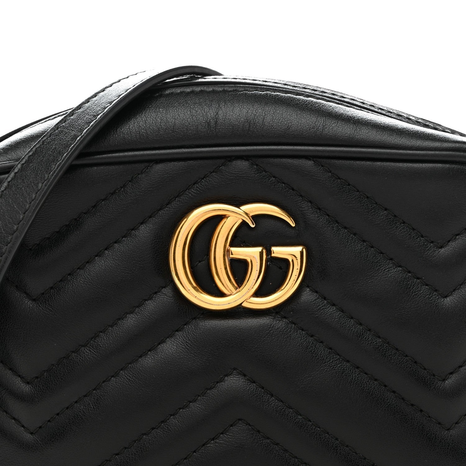 Calfskin Matelasse Mini GG Marmont Chain Shoulder Bag Black