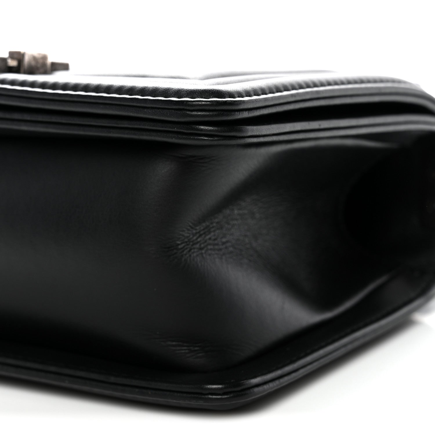 Calfskin Quilted Small Boy Flap Black