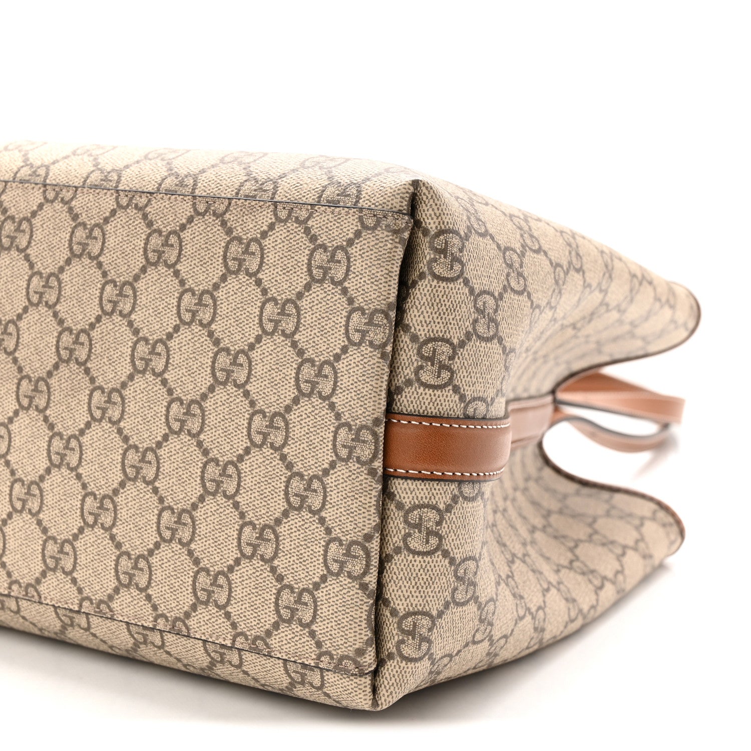 GG Supreme Monogram Emblem Large Tote Bag Beige Dark Brown