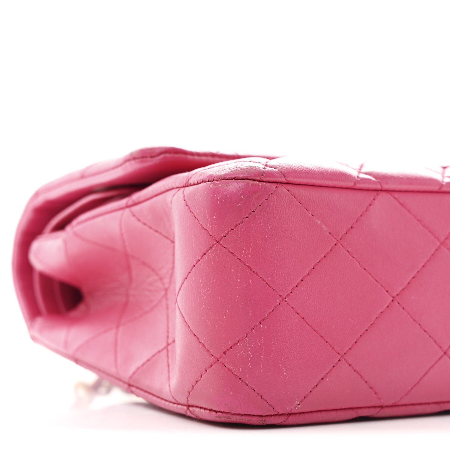 Lambskin Quilted Medium Double Flap Fuchsia