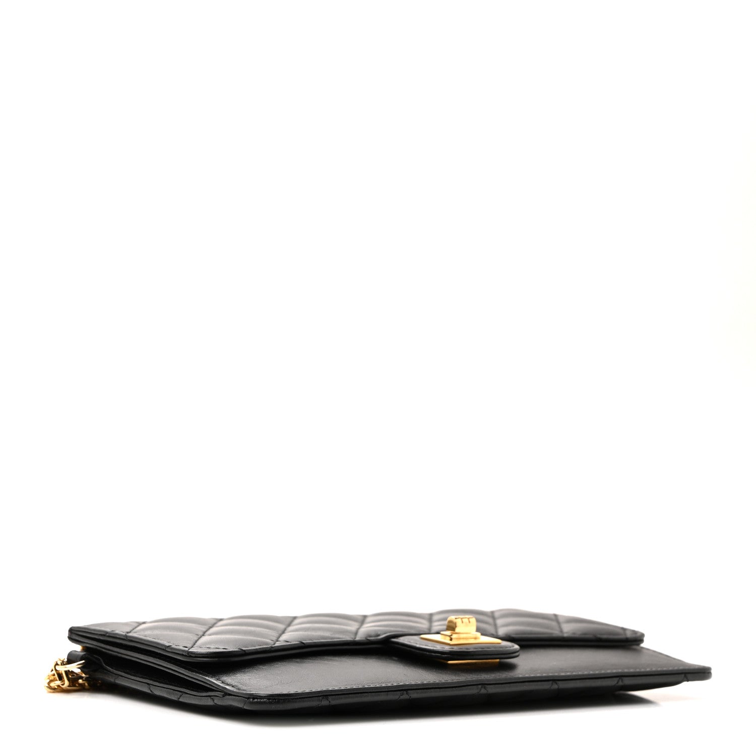 Aged Calfskin Quilted 2.55 Reissue Pouch With Chain Handle Black