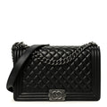 Calfskin Quilted Medium Boy Flap Black