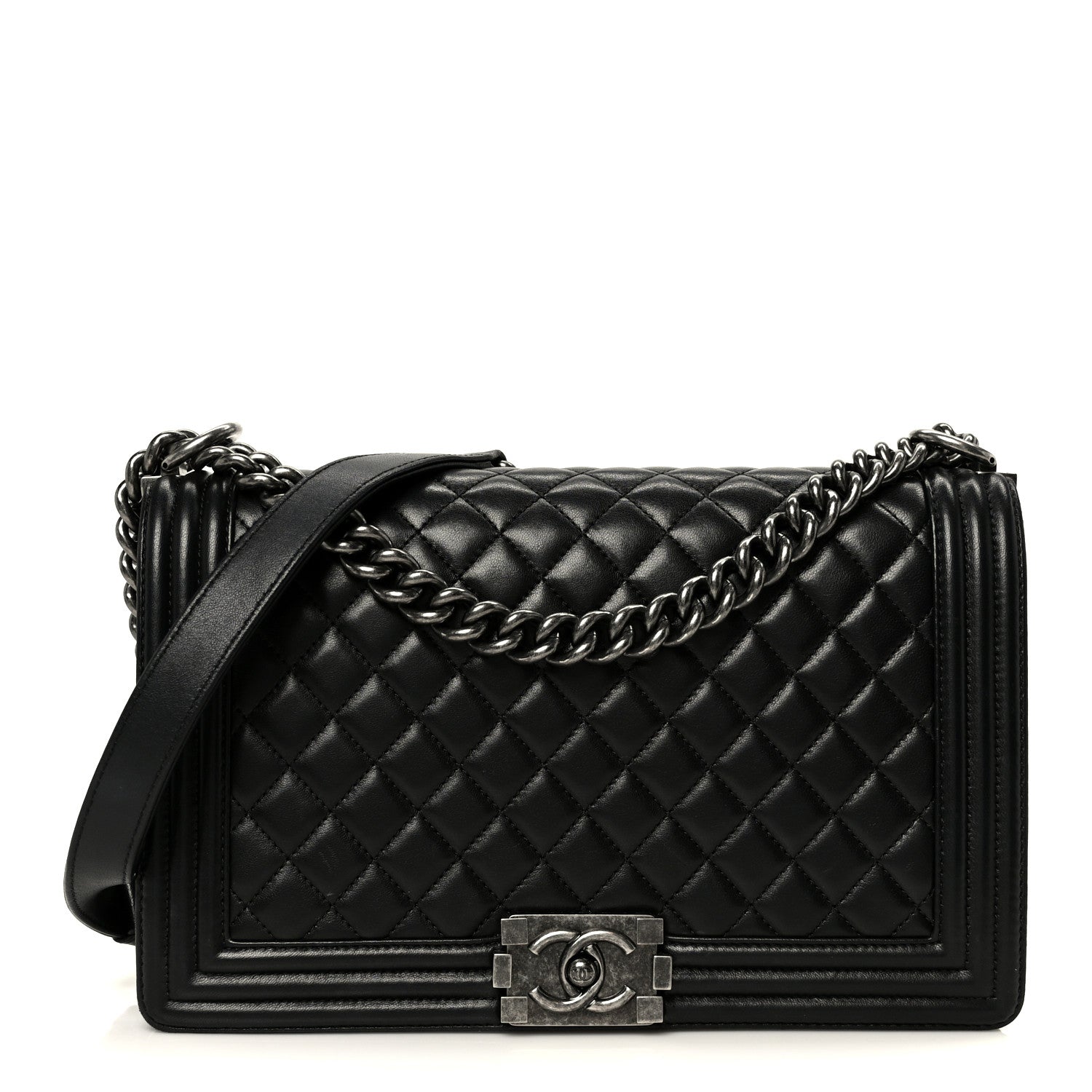 Calfskin Quilted Medium Boy Flap Black