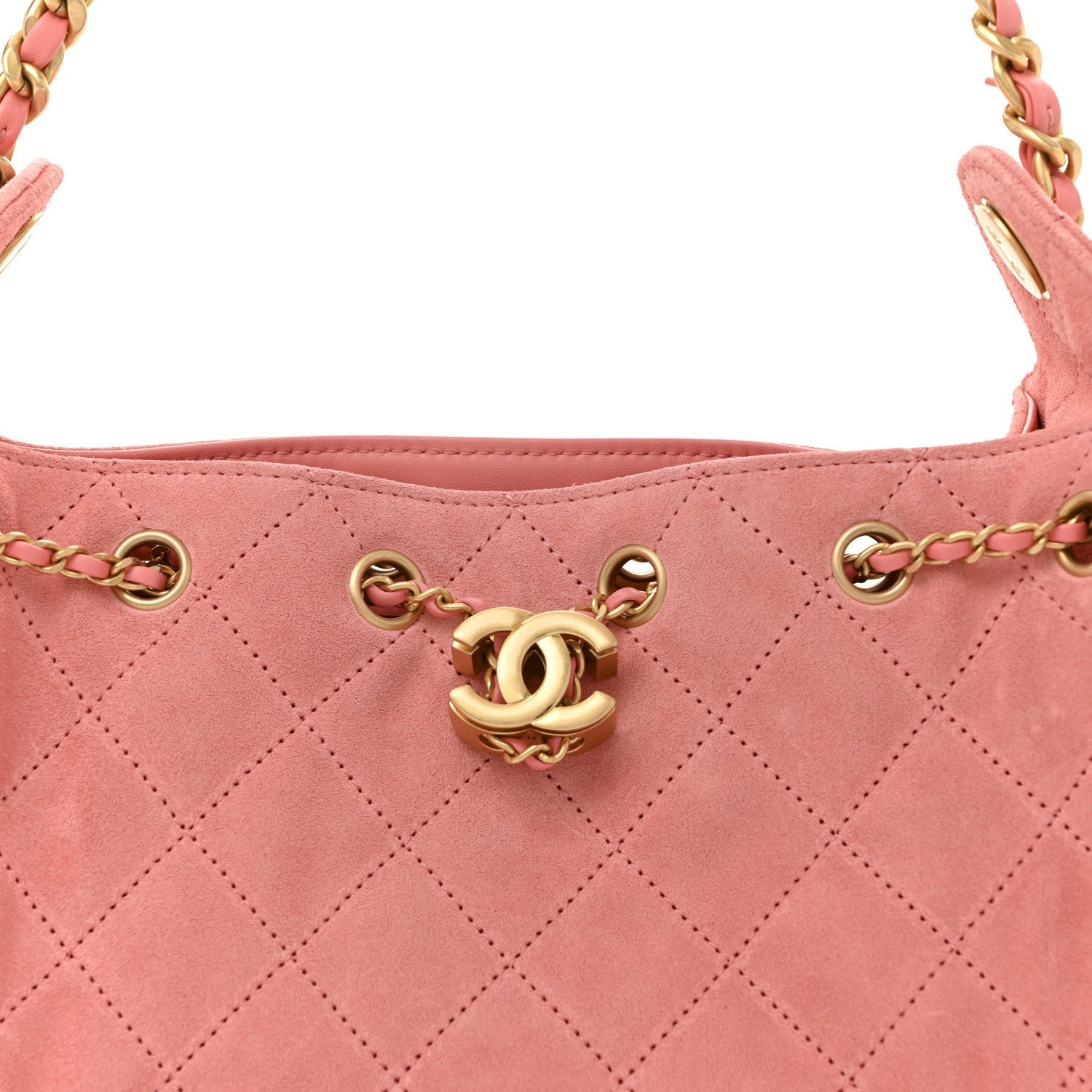 Suede Quilted Mini Chanel 25 Handbag Pink