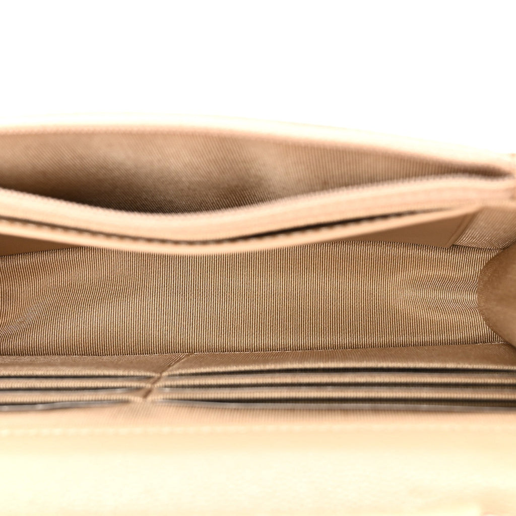 Caviar Quilted Wallet on Chain WOC Beige