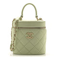 Lambskin Quilted Trendy Vanity Case Sea Green