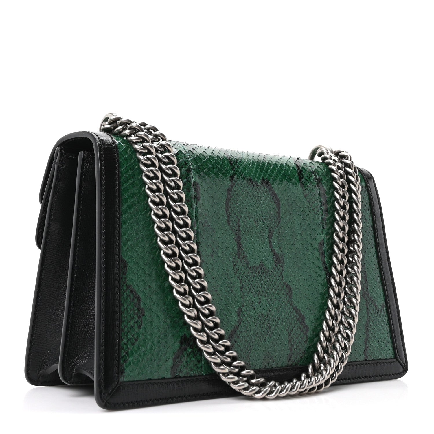 Snakeskin Enamel Small Dionysus Shoulder Bag Green