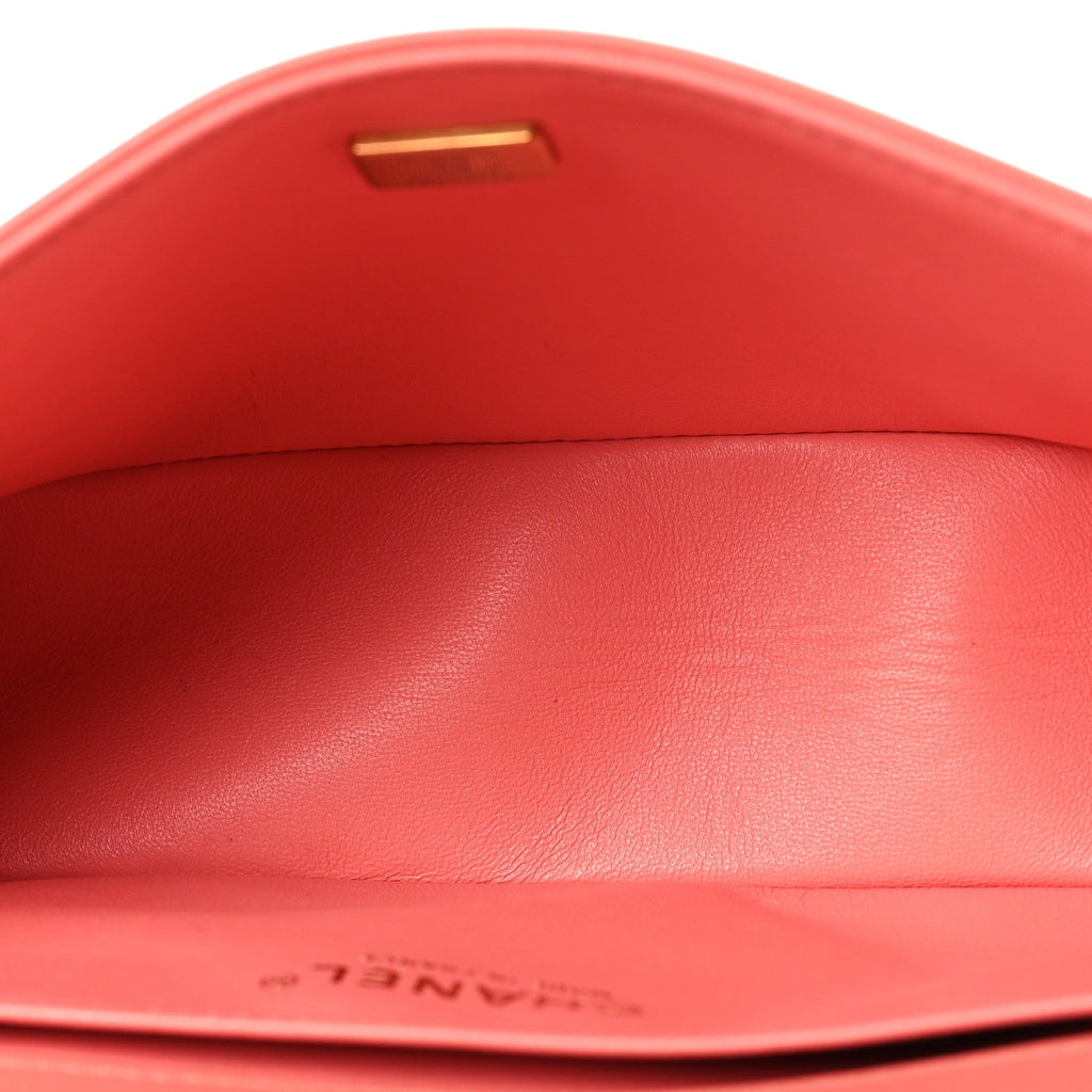 Lambskin Quilted Medium Boy Flap Coral