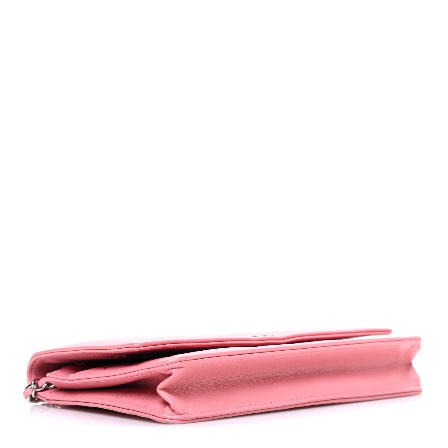 Lambskin Camellia Embossed Wallet on Chain WOC Pink